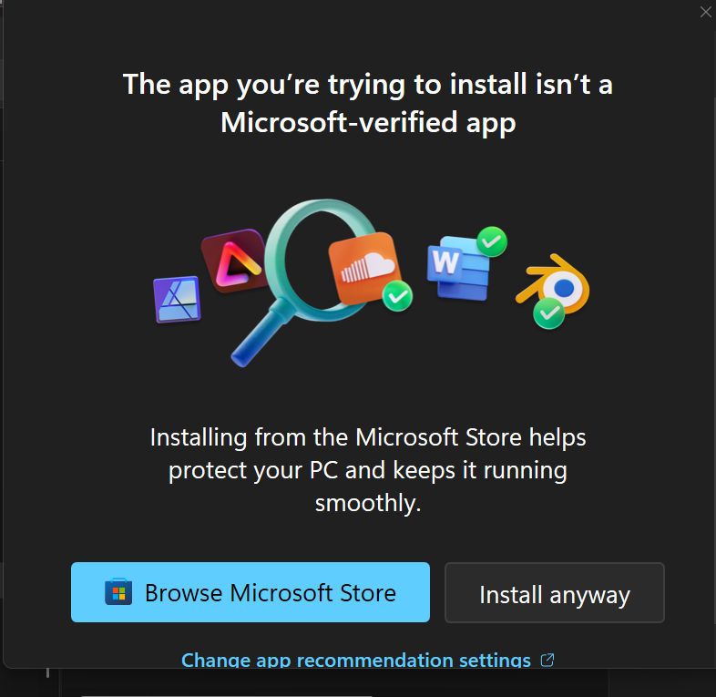 Windows 11 Store Warning